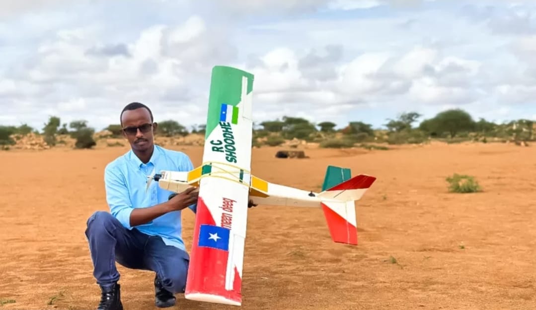 Ahmed Hassan Mohamed a resident of Burtinle, Somalia invents a drone
