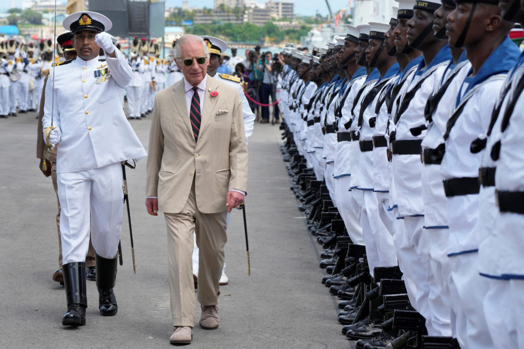 King Charles III observes British-trained Kenya marines drill in Mombasa