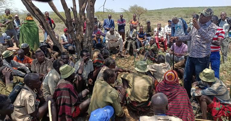 Parliamentary Committee on Security visits Samburu to assess peace situation - Members of the public attending a security meeting Samburu