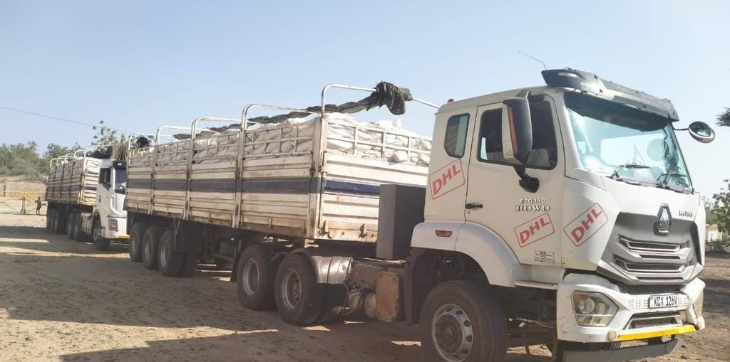 Study shows number of hungry, undernourished people in Kenya still high - Trucks transporting relief food to Turkana residents facing severe drought.  (Photo: Handout)