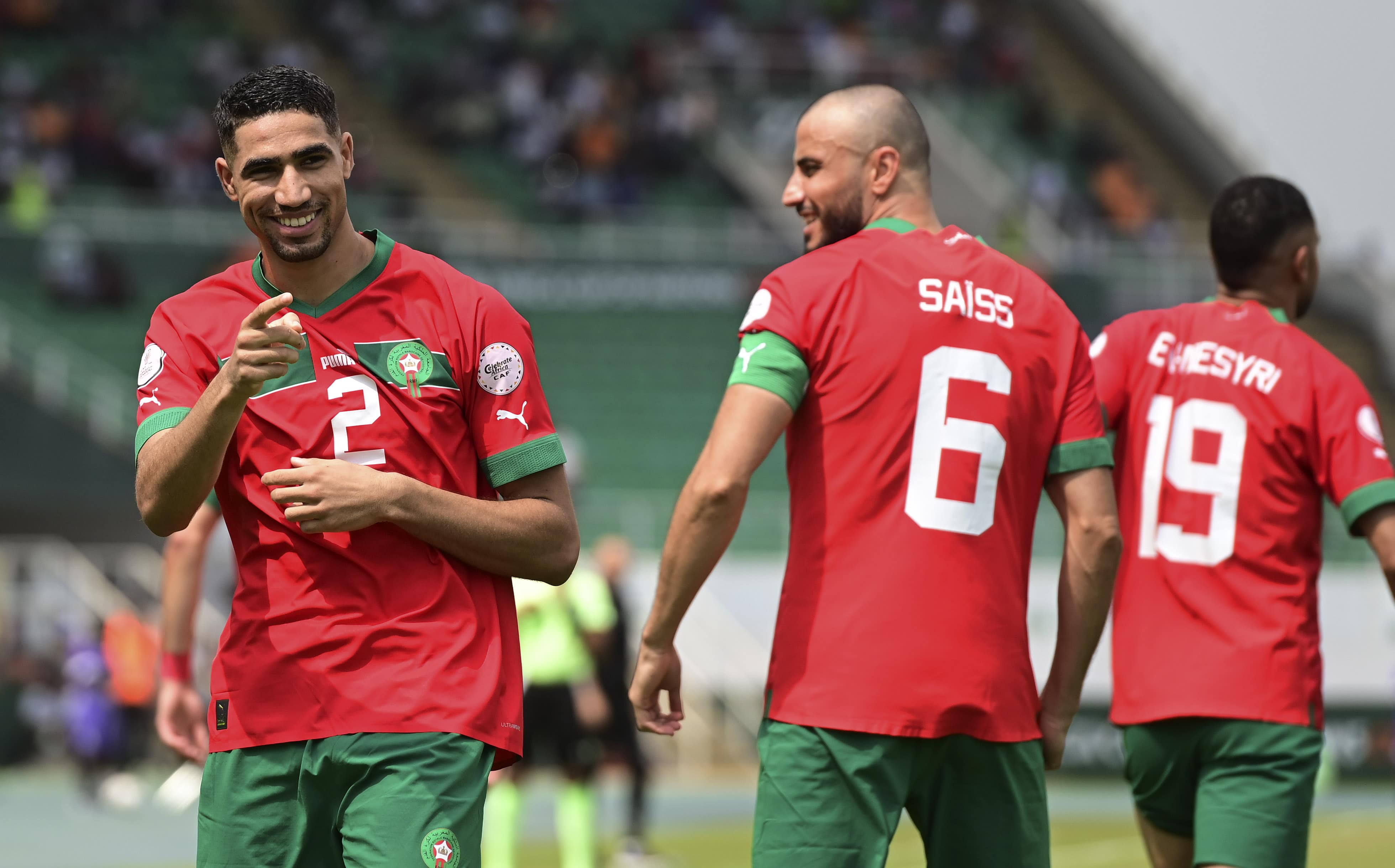 AFCON 2023: DR Congo holds favourites Morocco in Group F clash - Achraf Hakimi celebrates his goal © CAF Online