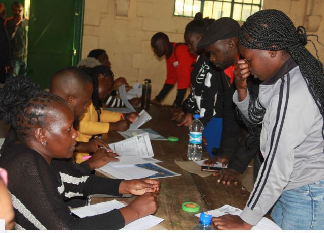 Why MPs want HELB, bursaries and scholarships merged into single fund - Kamukunji residents being registered for bursary application in Kamukunji Constituency. (Photo: Abdirahman Khalif)