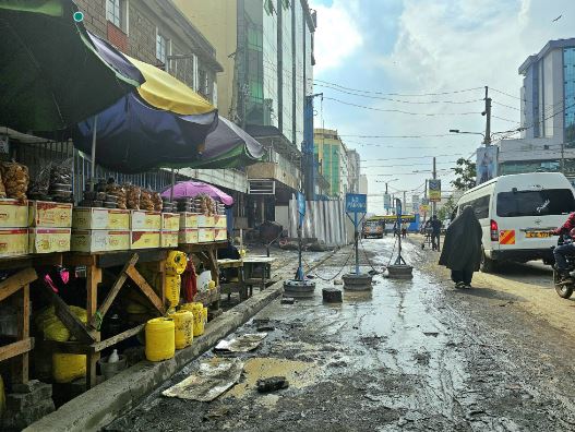 Residents cry foul as borehole company floods General Waruinge street with filthy water