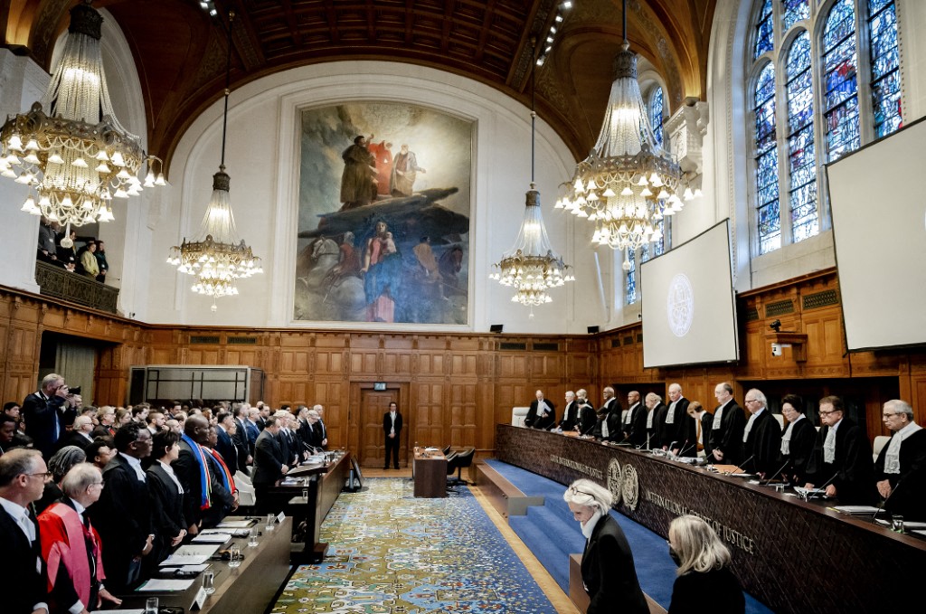 South Africa applauds World Court's new order on Gaza situation - President Donoghue and other judges at the International Court of Justice (ICJ) before the hearing of the genocide case against Israel, brought by South Africa. (Photo: Remko de Waal/ ANP via AFP) 