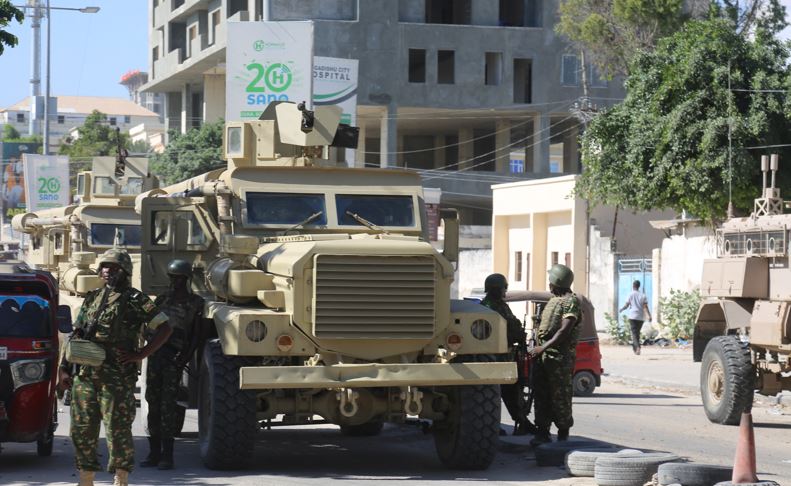 AU Peace Fund nets Sh61bn in 2023 for security operations - Security forces from the African Union Transition Mission in Somalia (ATMIS) in Mogadishu, Somalia on April 3, 2023. (Photo: (Photo by Abukar Mohamed Muhudin/Anadolu Agency via AFP)