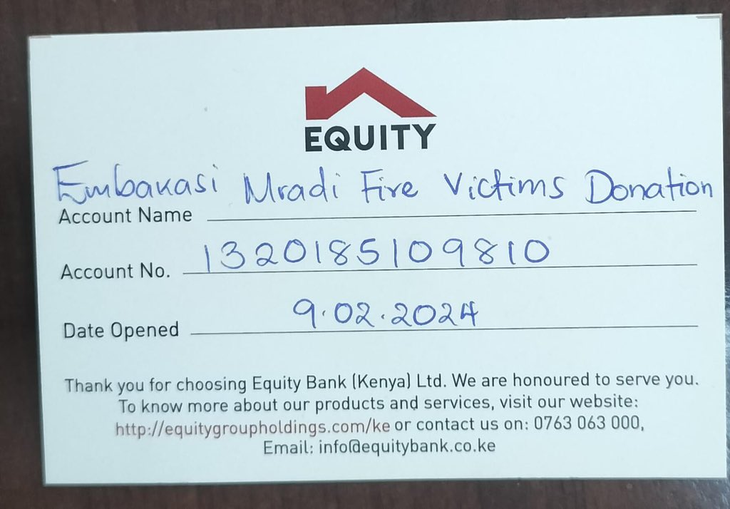 New payment channel unveiled to donate to Embakasi fire victims