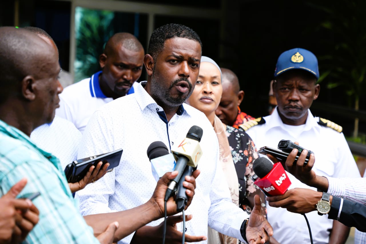 Relief for Mombasa residents as State resolves Dongo Kundu land compensation standoff - PS State Department for Investment Promotion Abubakar Hassan during a press conference on the Dongo Kundu land Compensation. (Photo: Farhiya Hussein)