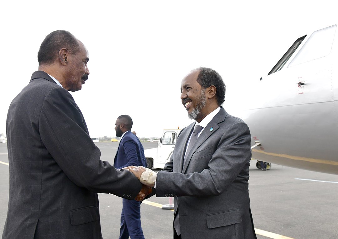 Featured image for Somalia President Hassan Sheikh in Eritrea for 2-day working tour