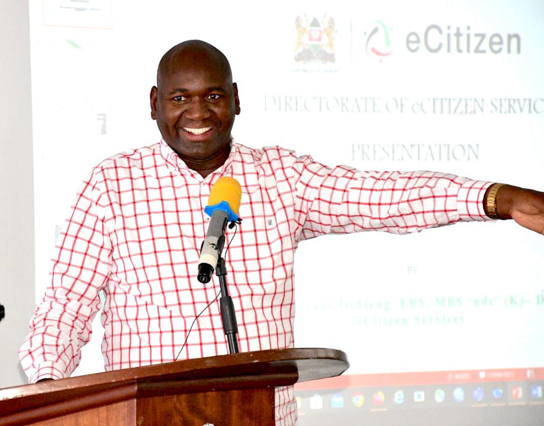 Immigration and Citizen Services PS Julius Bitok addressing Department staff during annual planning meeting in Mombasa on Friday, April 12, 2024. (Photo: Immigration Dept) 