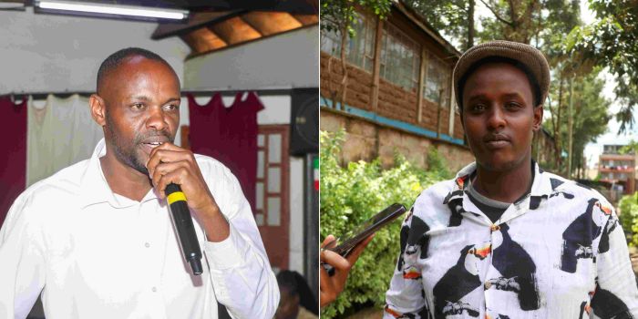 Kamukunji residents demand comprehensive sexual education programmes - World Vision Kenyan paralegal Mr David Odhiambo (right) speaks at a sesnistisation event held at Penuel Education complex at Airbase Ward in Kamukunji , Nairobi on 22 2024. Adan Mohammed (left) one of the founders of Fikra Moja organisation, also attended the event. (Photo: Justine Ondieki)
