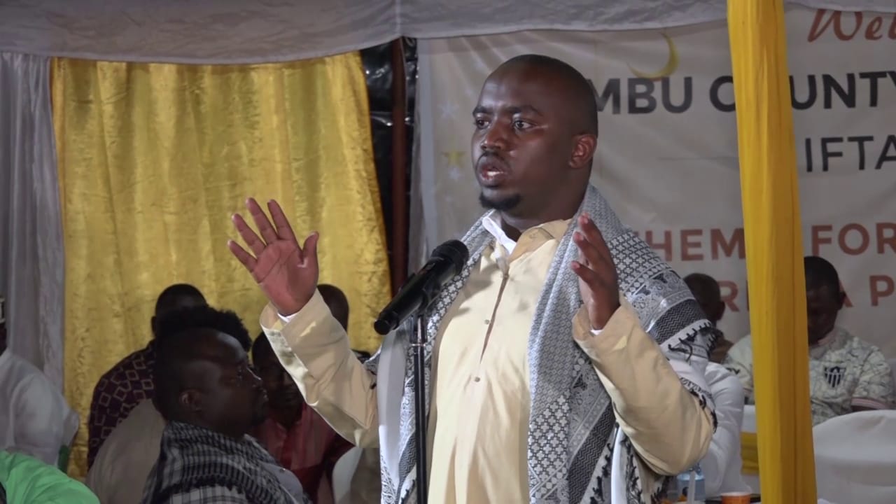 EALA MP Maina Karobia addresses the Muslim community in Thika town on Sunday, April 7, 2024. (Photo: Courtesy)