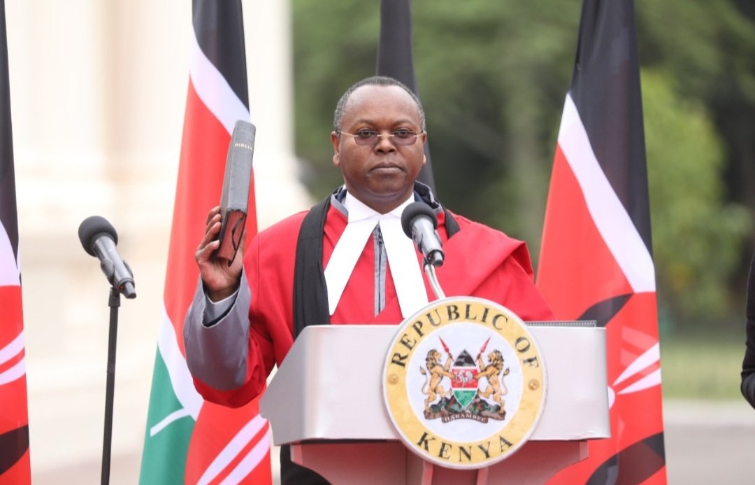 Hon. Justice (Prof) Joel Ngugi being sworn in as Judge of the Court of Appeal in September 2022. (Photo: Judiciary) 