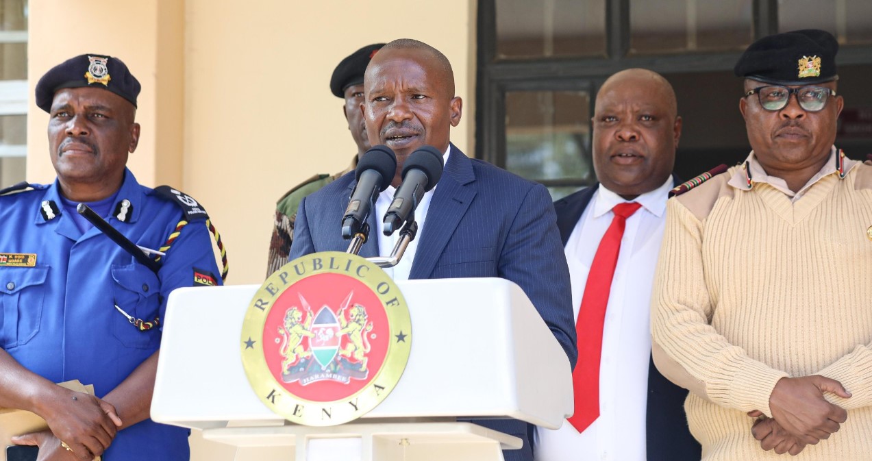 Kindiki reverses order cancelling licences of nine private security firms - Interior CS Kithure Kindiki addresses the media in Narok Town, after finalising a county security meeting, on March 25, 2024. (Photo: Kithure Kindiki)