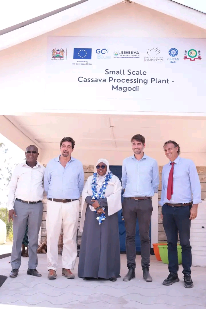 Kwale Governor Fatuma Achani and officials from the European Union April 5