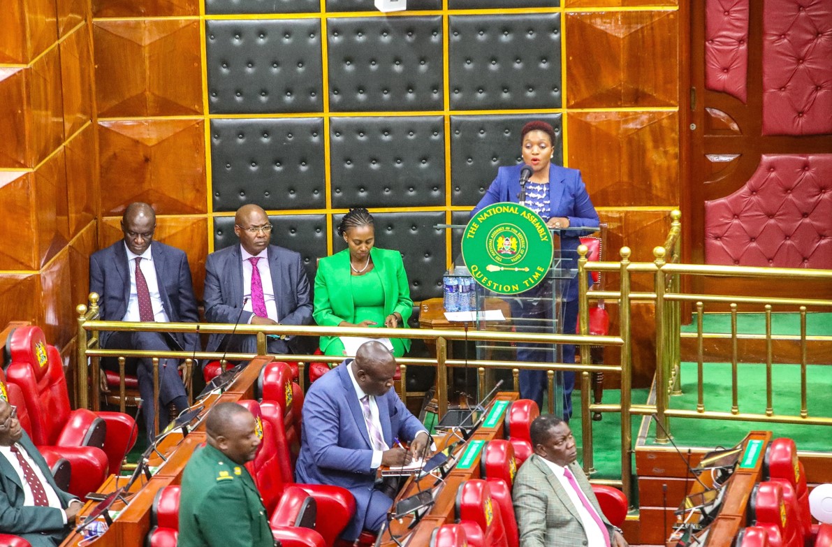 Education Ministry didn’t request for extension of Edu-Afya medical scheme - CS Nakhumicha - Health Cabinet Secretary Susan Nakhumicha when she appeared before National Assembly for the plenary session with Members of Parliament on April 17, 2024. (Photo: X/CS Nakhumicha)