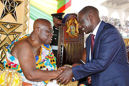 Ruto set for three-day state visit to Ghana - Kenyan President William Ruto with his Ghananian counterpart Nana Akufo-Addo on January 7, 2017. (Photo: DPPS)