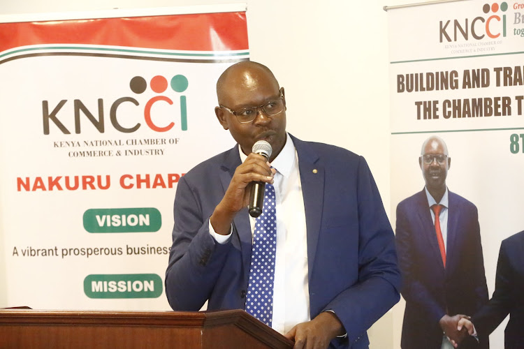 KNCCI president Erick Rutto addresses the media at a past conference. (Photo: KNCCI)