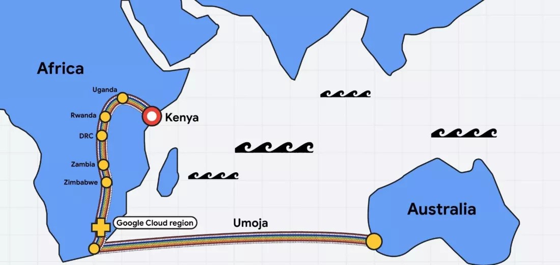 Google announces first-ever fibre optic route connecting Kenya to Australia