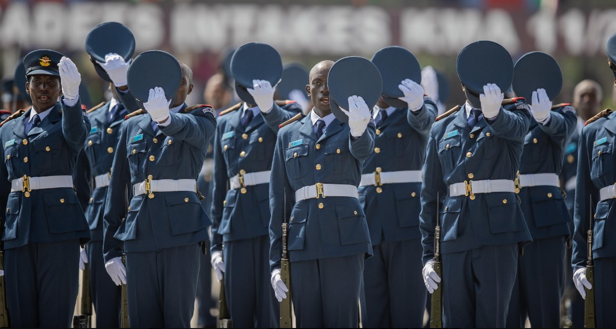 Cadets graduate at the Kenya Military Academy in Lanet, Nakuru on Friday, May 31, 2024. (Photo: PCS) 