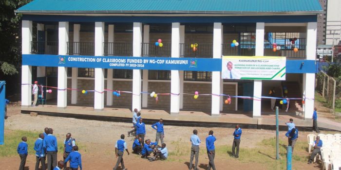 St. Teresa's Boys' gets four new classrooms, 200 desks from Kamukunji CDF - A block at the St. Teresa's Boys’ Secondary School is pictured on May 22, 2024, during a ceremony to hand over four new classrooms and 200 desks provided by the Kamukunji CDF. (Photo: Kevin Muthoni)