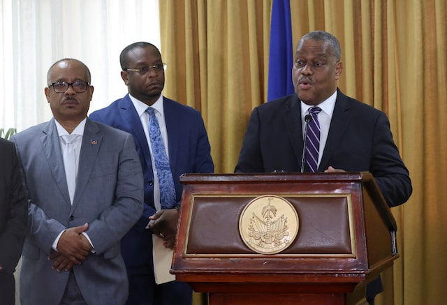 Haiti's new PM stable after hospitalisation for 'slight illness' - Garry Conille addresses the audience during a ceremony with members of the transition council, where he is presented as Haiti's interim Prime Minister, in Port-au-Prince, Haiti June 3, 2024. (Photo: REUTERS/Ralph Tedy Erol)