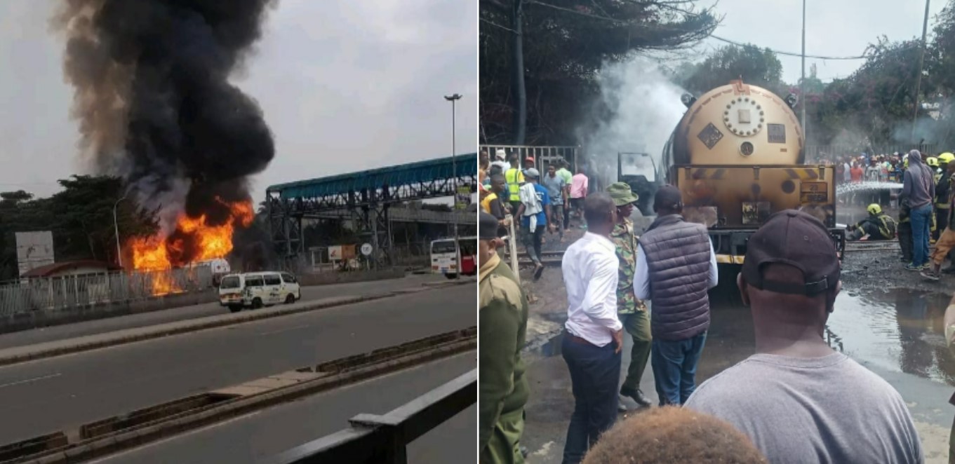 Featured image for LPG gas tanker burst into flames at Fedha Estate in Nairobi