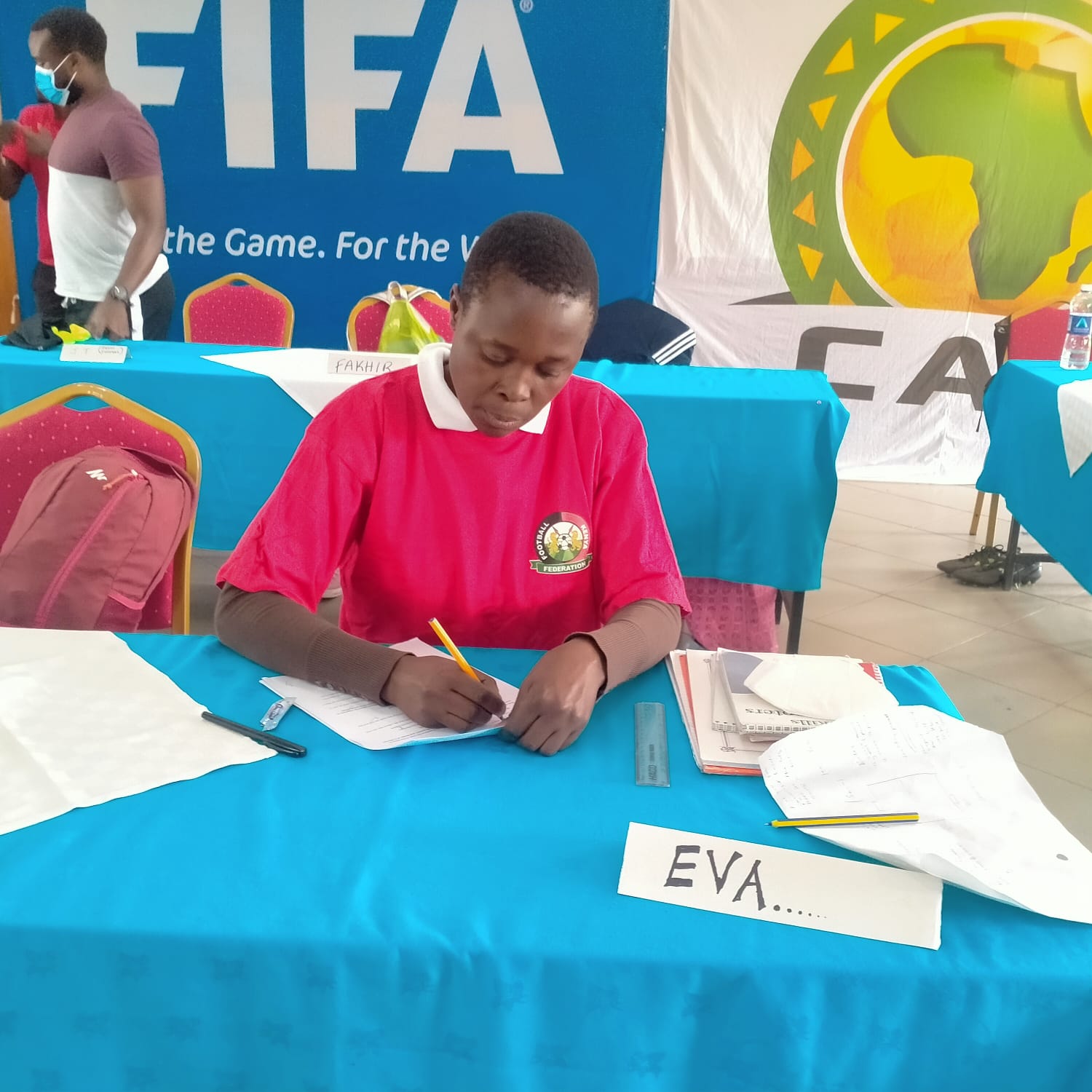 Evelyne Anyango’s impact on women's football in Kamukunji - Evelyne Anyango in an FKF Coaching Class. Photo Courtesy FKF Media 