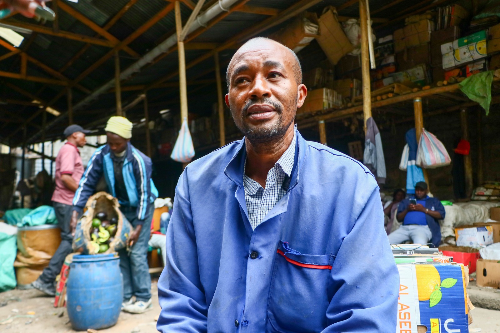 Geoffrey Kioko, a trader at Eastleigh's Mango Market. (Photo: Justine Ondieki/EV)