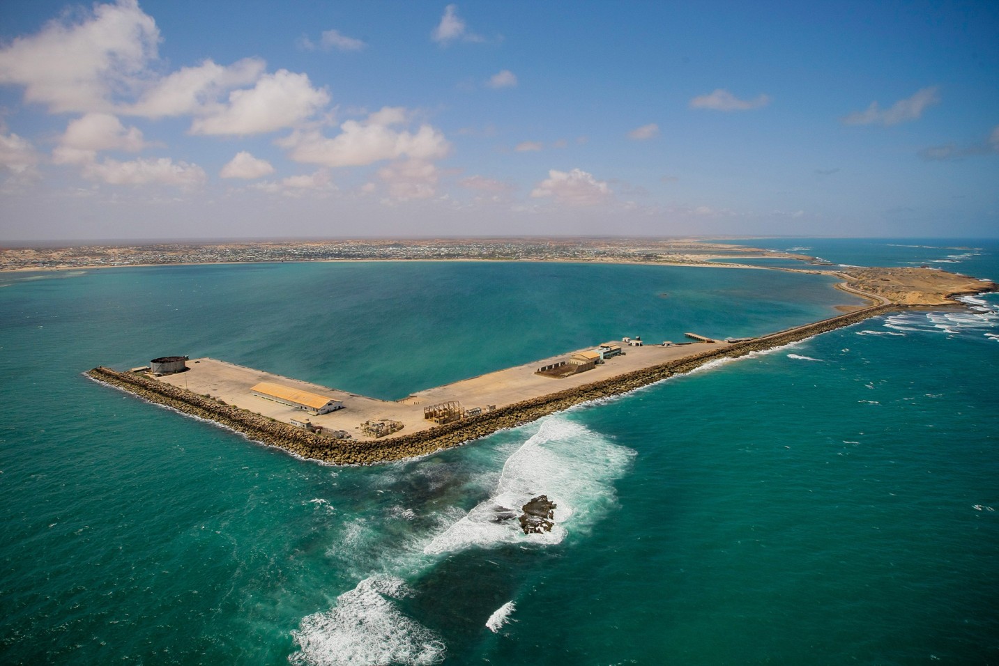 An aerial view of the Indian Ocean near Kismayo, a port city in southern Somalia. (Photo Handout)