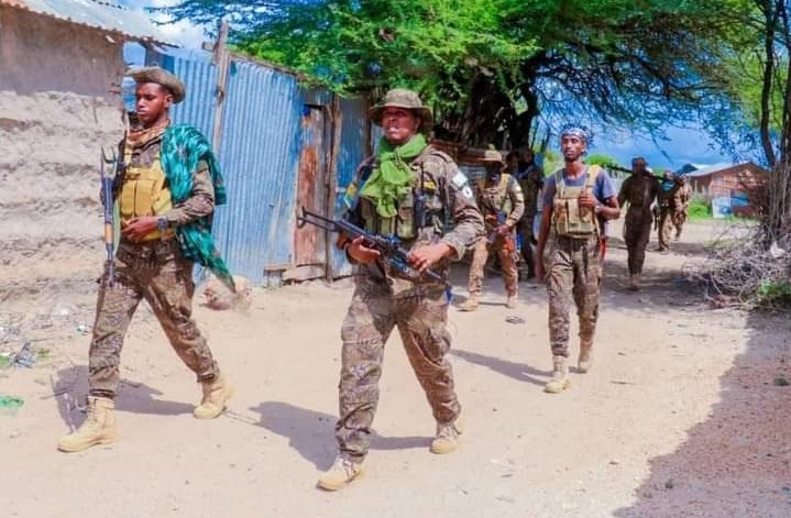 Jubaland Forces patrol Lower Juba, after countering an Al-Shabaab attack on Monday, July 22, 2024 (Photo: Jubaland TV)