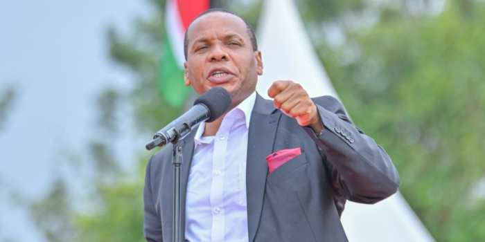 Tana River Senator Danson Mungatana addresses congregants at Chelelelut, in the Rift Valley during a harambee for a local Catholic Church on May 4, 2024. (Photo: Danson Mungatana)