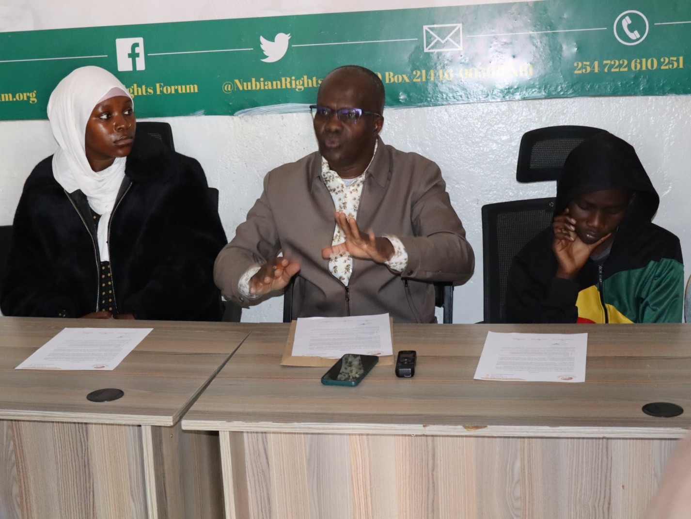 Human rights organisation condemns alleged discrimination at Isinya Boys School - Nubian Rights Forum Executive Director Shafi Ali Hussein at a presser at his office in Kibera, Nairobi, on Thursday, July 25, 2024. (Photo: NRF)