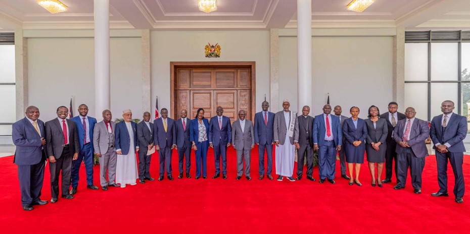 Bill seeks to have churches, religious organisations file annual financial reports - President William Ruto with members of the task force on the Review of the Legal and Regulatory Framework Governing Religious Organisations in Kenya on July 30, 2024. (Photo: PSC)