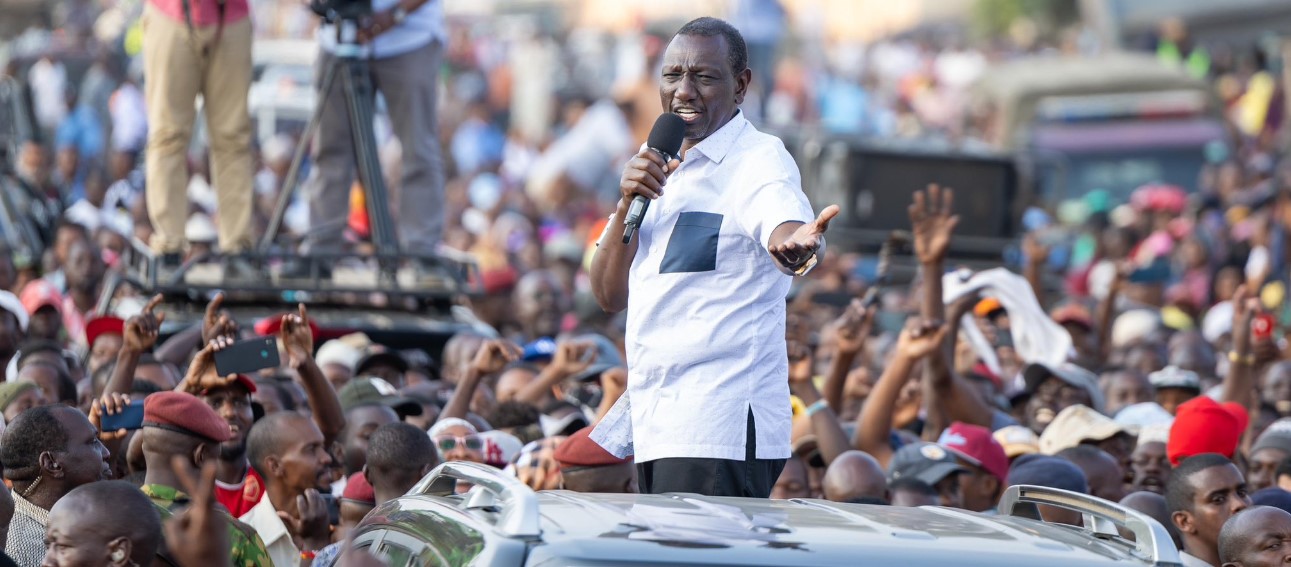 President William Ruto addresses a road side rally in Likoni, Mombasa on Saturday, July 27, 2024. (Photo" PCS)