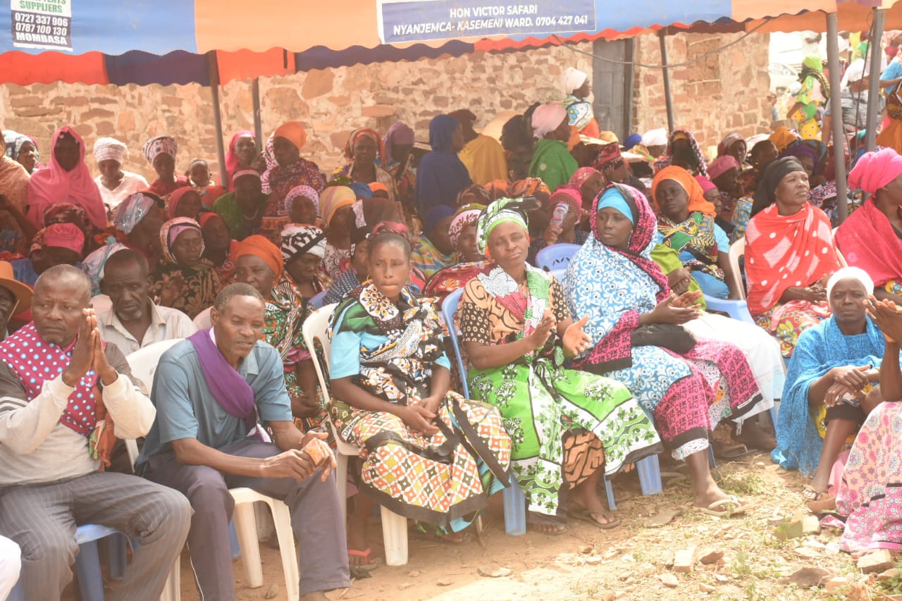 Local residents at Mwereni ward in Lunga Lunga during the ground breaking ceremony of the long awaited Mwena Dam