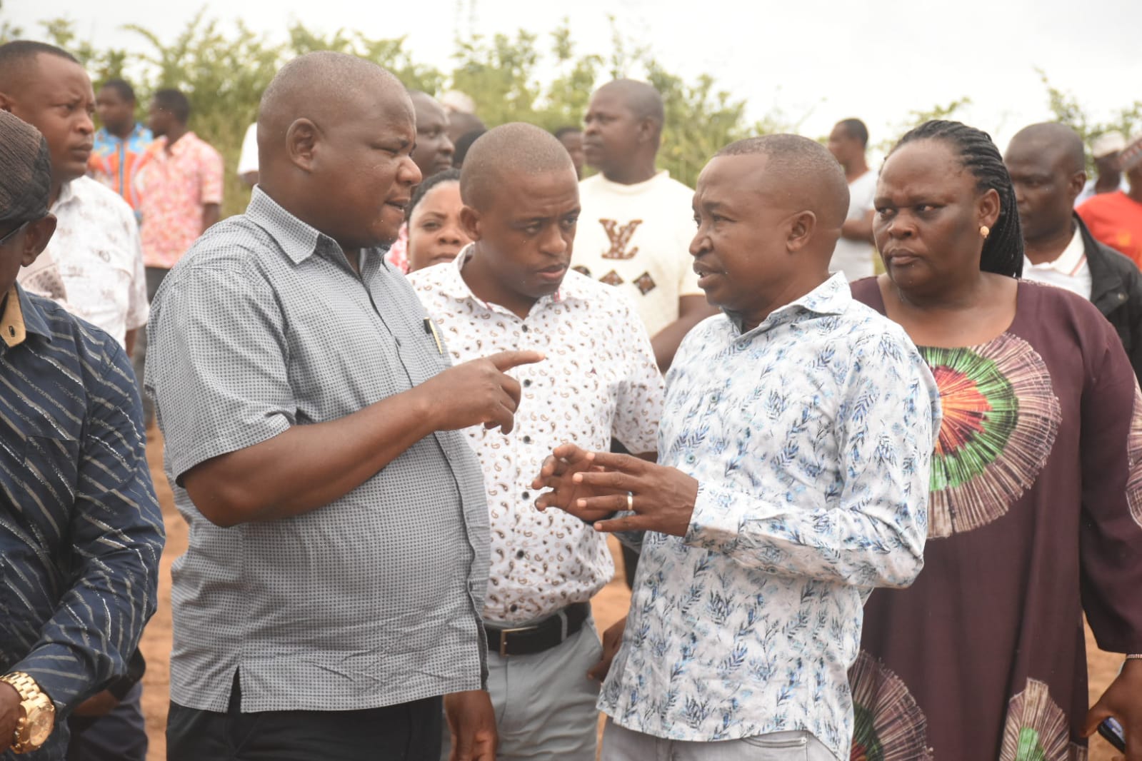 Kwale deputy governor Chirema Kombo with Lunga Lunga Mp Mangale Chiforomodo during a ground breaking ceremony for Mwema Dam on Monday