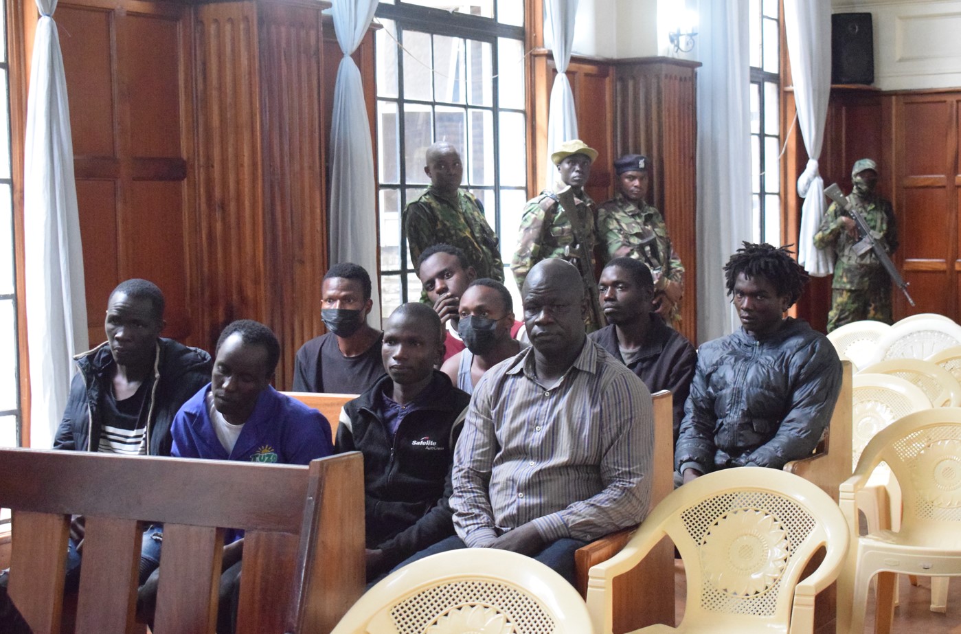 Some of the 185 protesters arrested in Nairobi CBD follow court proceedings on Wednesday, July 3, 2024. (Photo: Joseph Ndunda)