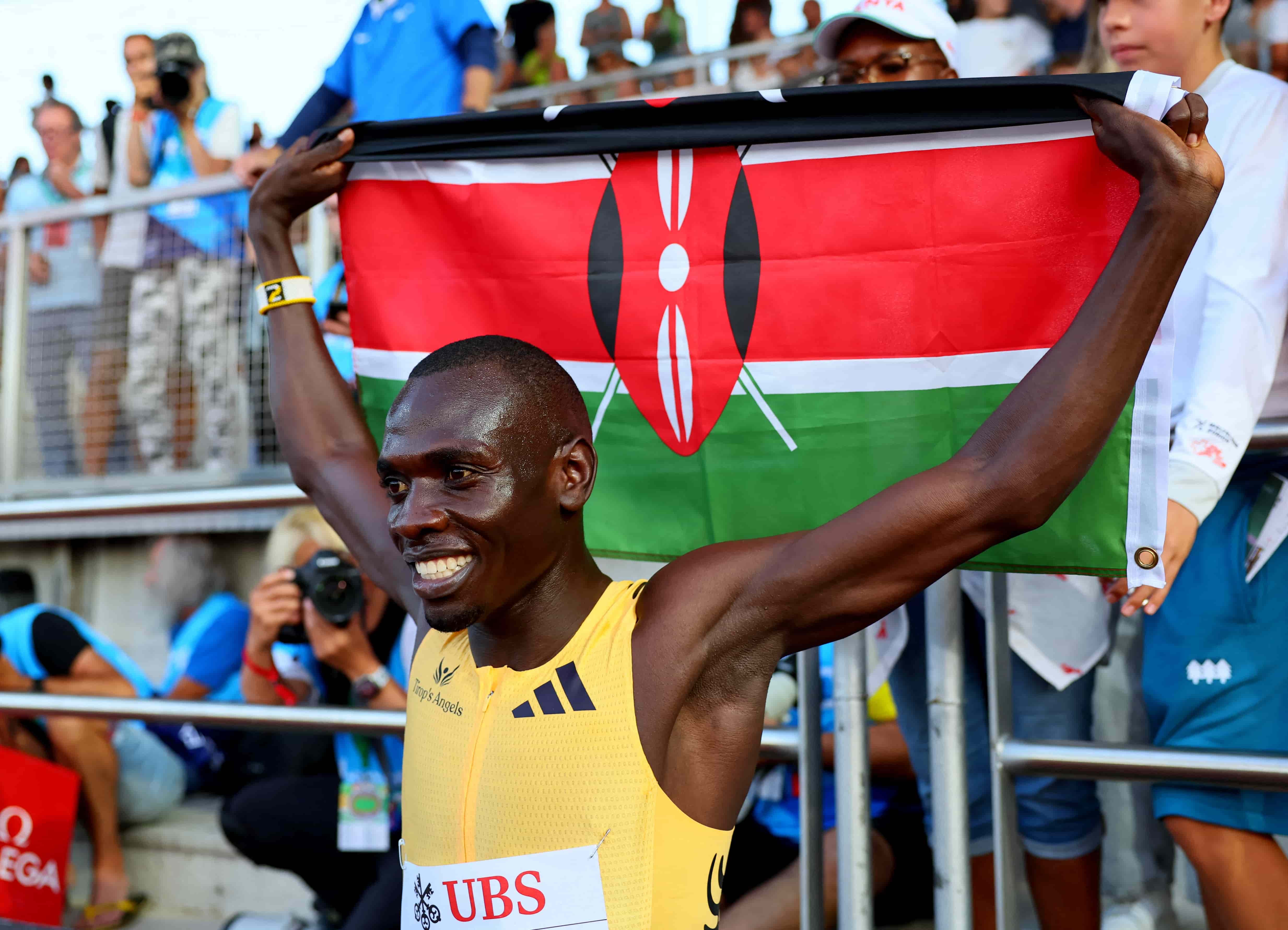 Mandatory registration for Kenyan athletes introduced by Athletics Kenya - Kenya's Emmanuel Wanyonyi celebrates winning the men's 800m REUTERS/Denis Balibouse