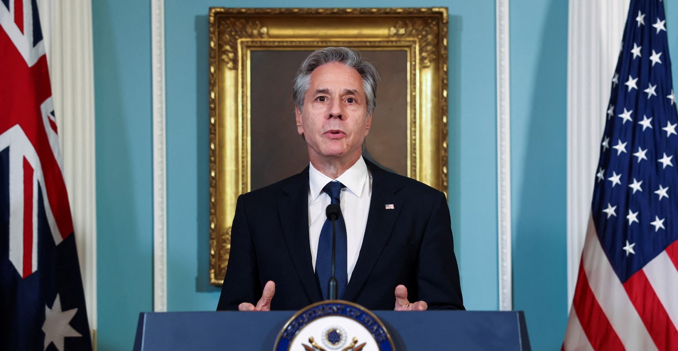 U.S. Secretary of State Antony Blinken speaks during the 2024 Australia-U.S. Ministerial Consultations (AUSMIN) at the State Department in Washington, U.S., August 5, 2024. REUTERS/Kevin Mohatt