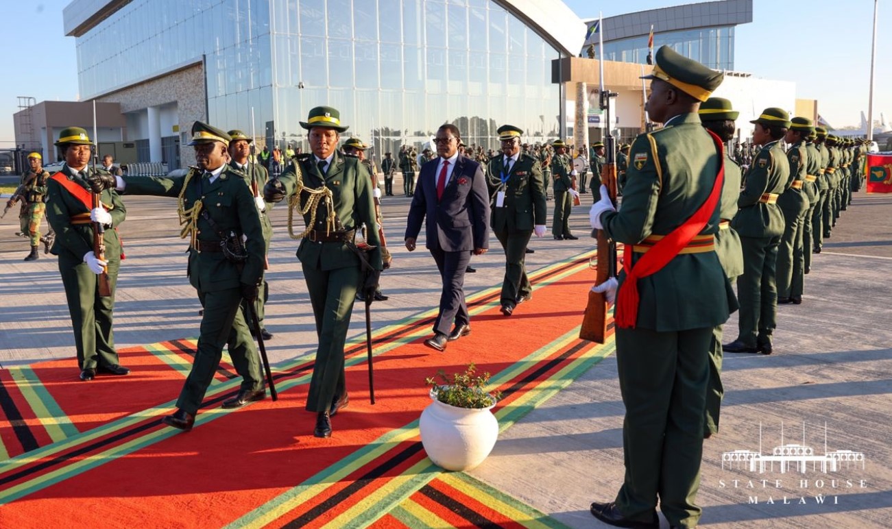 Malawi's President Lazarus Chakwera inspects a guard of honour on Sunday, August 18, before flying out to the Vatican for talks with Pope Francis and later attend German President and business executives. (Photo: Lazarus Chakwera)