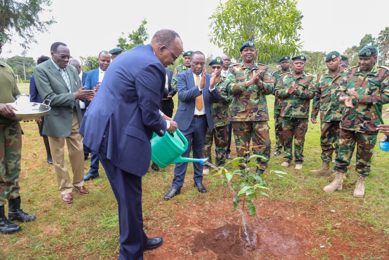 Environment CS Aden Duale plants a tree at the Kenya Forest Service (KFS) headquarters in Karura, Nairobi County on Monday, August 19, 2024. (Phoot: Aden Duale/X)