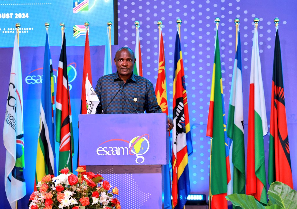 Mbadi urges stronger sanctions for money launderers to combat terrorism financing - Treasury CS John Mbadi addresses the 24th 
ESAAMLG Council of Ministers Meeting at a  Kwale hotel on Friday 30, August. Photo: National Treasury 