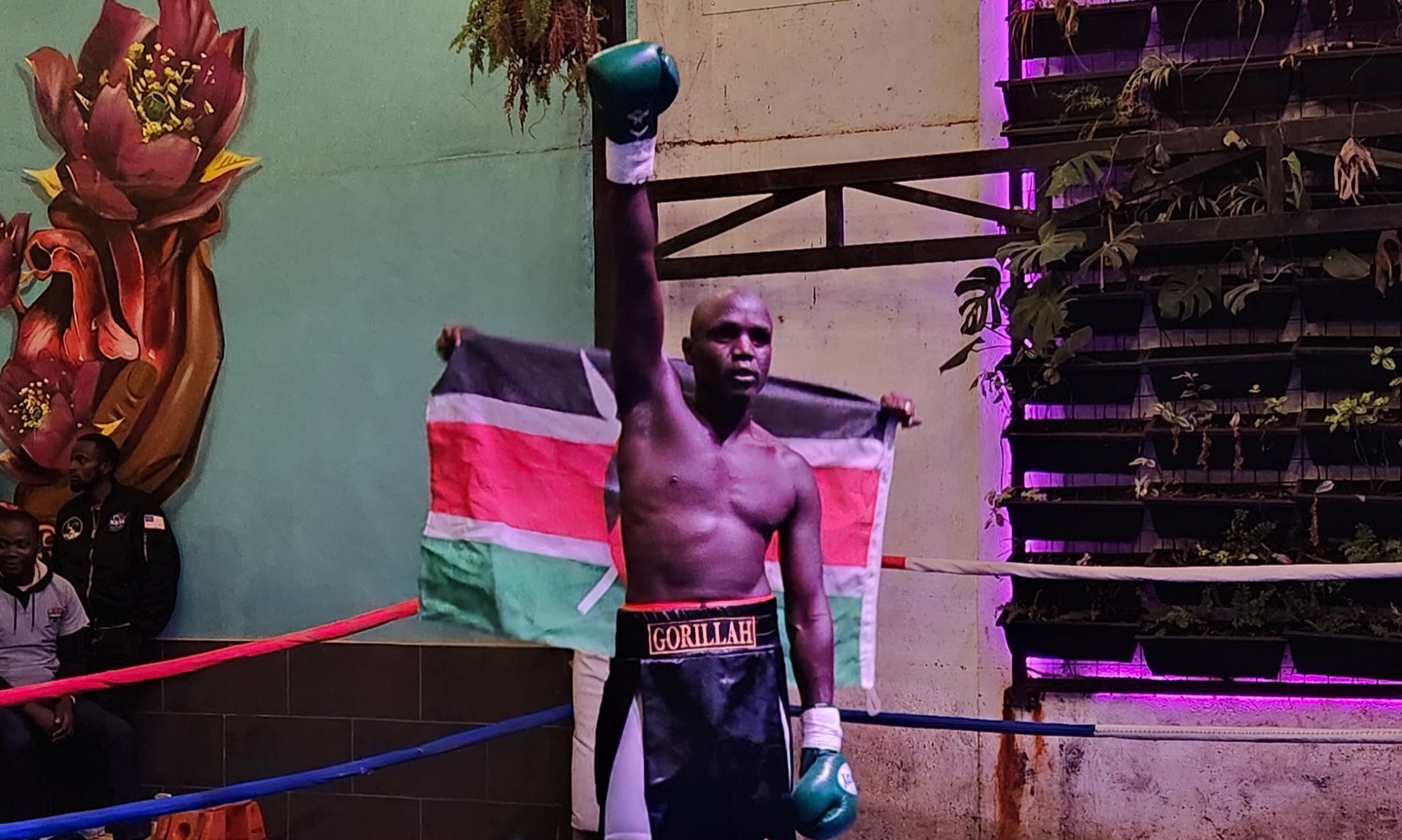 All set for second edition of Nairobi Fight Night - Edwin Owino celebrates his victory over Kennedy Omondi after their undercard bout during the Nairobi Fight Night boxing event held at the Alchemist Bar in Westlands, Nairobi, on Tuesday, August 06, 2024 (C) Justine Ondieki 
