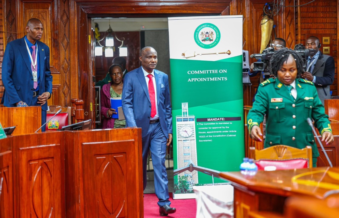 Treasury CS nominee John Mbadi arrives in Parliament where he appeared before the National Assembly’s Committee on Appointments on Saturday, August 3, 2024. (Photo: National Assembly)