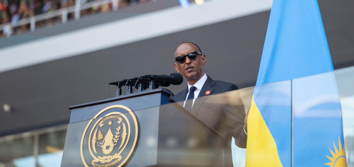 Rwanda's President Paul Kagame addresses the nation at Amahoro Stadium after being sworn into office for his fourth term, on August 11, 2024. (Photo: Presidency Rwanda)