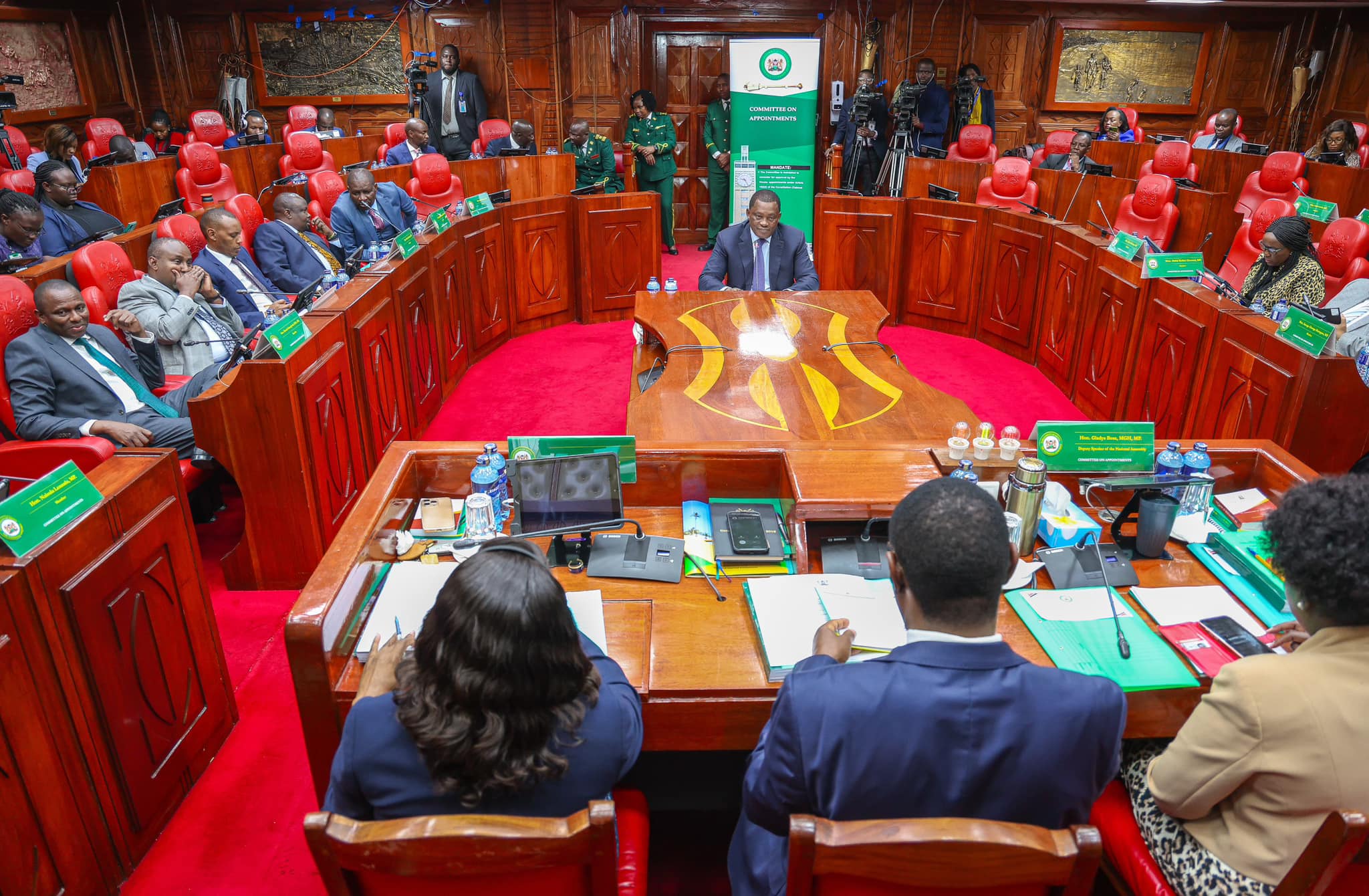 Public Service CS nominee Justin Muturi appears before the National Assembly Committee on Appointments on Sunday, August 4, 2024. (Photo: Parliament)