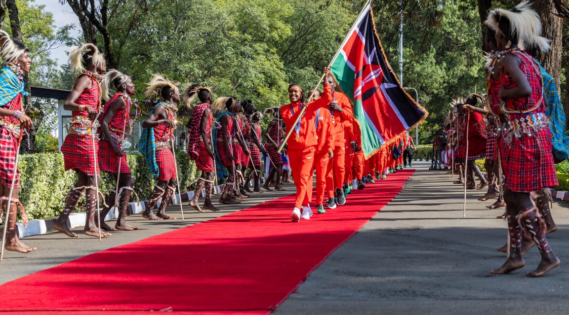 Paris 2024: Data proves Kenya needs to diversify its sporting portfolio - Olympic Champion Faith Kipyegon leads Kenya's Olympic team members at the Eldoret State Lodge on August 15, 2024. (Photo: PCS) 