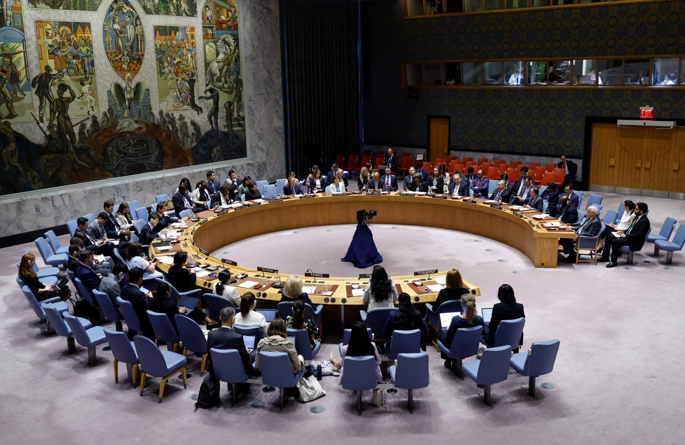 The United Nations Security Council meets publicly to discuss the Israel-Hamas conflict in Gaza, at the U.N. headquarters in New York City, U.S., August 13, 2024. REUTERS/Eduardo Munoz