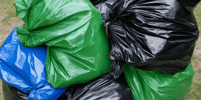 A file photo of green, black, and blue garbage bags.(Photo: Canva)