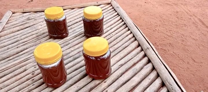 A photo of packaged honey. Remote areas along the Arabuko Sokoke National Forest are renowned for producing some of the best honey in the country. (Photo: Farhiya Hussein)